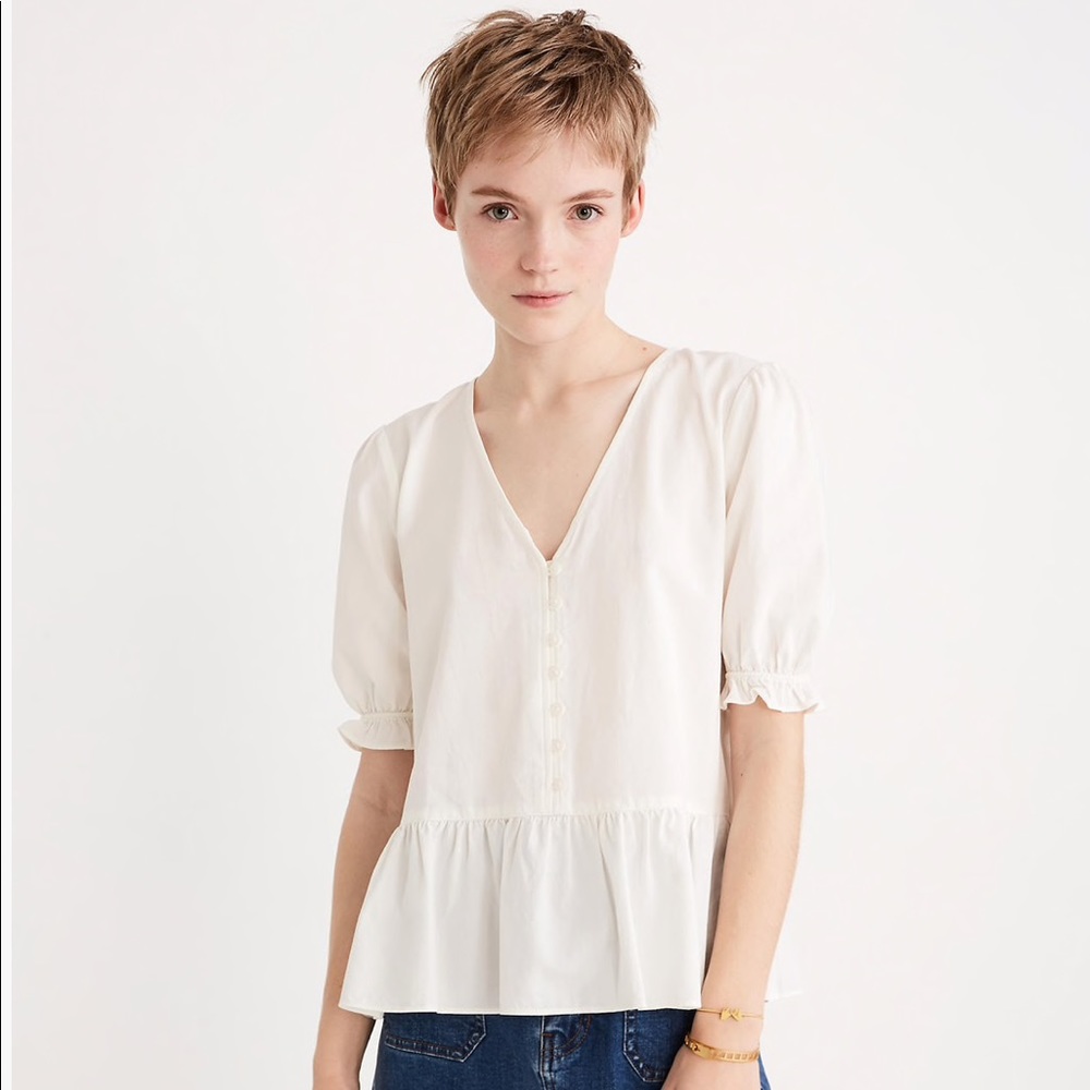 🌿MADEWELL courtyard ruffle-hem top🌿